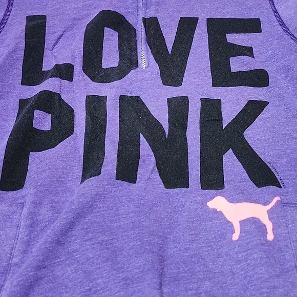 VINTAGE VS PINK 2011 PURPLE QUARTER-ZIP DOG LOGO MOCK-NECK SWEATSHIRT - Picture 2 of 12